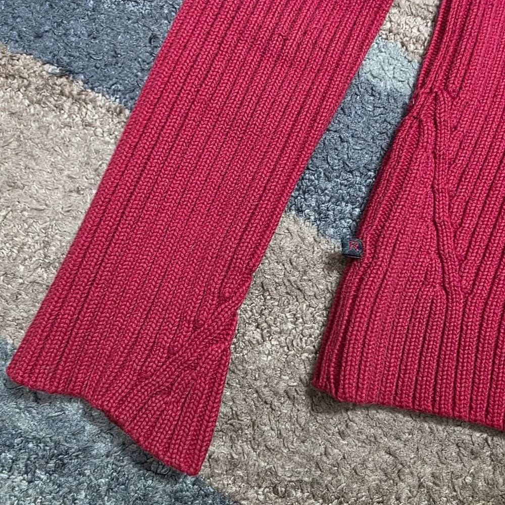 Ralph Lauren Women’s Red Ribbed Full Zip Mock Neck Knit Sweater Size M